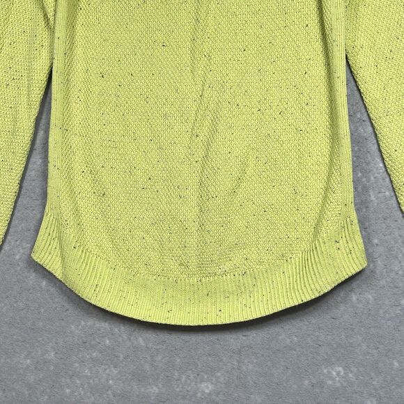 Loft Sweater Womens Size Medium Green Cotton Tight Knit Boat Neck Long Sleeve - Picture 3 of 10
